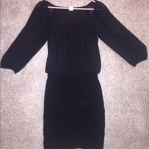 Black Flowy Dress with Pencil Skirt